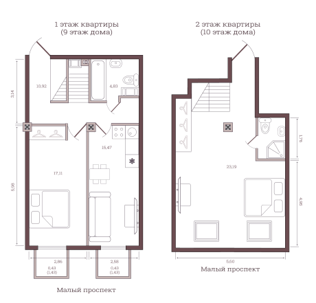Однокомнатная квартира 72.38 м²