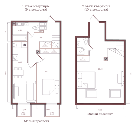 Однокомнатная квартира 70.9 м²